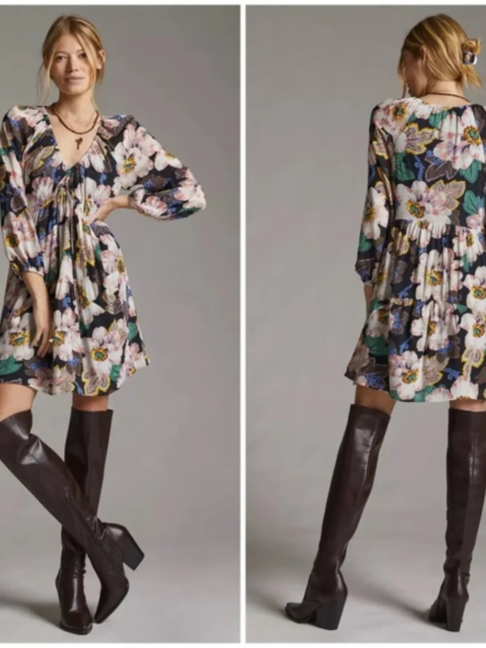 Anthropologie Tiered V-Neck Tunic Dress - Picture 6 of 6